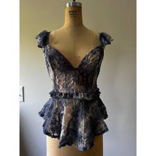 Vintage Y2K Absolute Angel Lace Corset Peplum Top Coquette Fairy Grunge Goth S picture