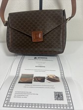 Authentic CELINE Macadam Shoulder Bag Brown PVC Leather Crossbody Vintage picture
