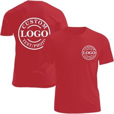 Custom Business Logo T-Shirt Front Back Upload Photo Text Logo 100% Cotton picture