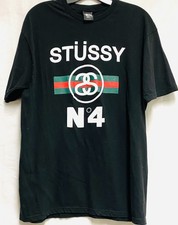 VINTAGE RARE N4 STUSSY BLACK T-SHIRT WHITE LETTERS N4 MEN'S SIZE L picture