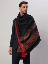 Indian Woven Pashmina Soft Wool 100% Cashmere Men's Scarf Shawl Wrap Stole Black picture