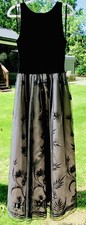 VINTAGE PATRA-Sz 8-Blk Velor Sleeveless Top, Silver with Blk Mesh Overlay Formal picture