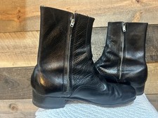 Florsheim Mid Calf Fashion Boots Men's 9 B Black Leather Vintage 70's Look Cool picture