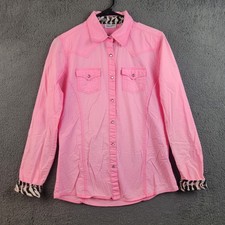 Wrangler Shirt Womens Medium Pink Western Animal Print Rhinestones Snap Studded picture