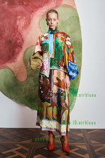 ALEMAIS silk hand-painted oil painting slit print dress 2026holiday casual women picture