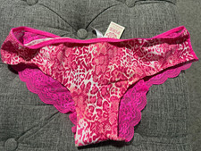 Rare PINK 2012 Women’s Cheeky Lace Panties Sheer Pink Animal Print Size L picture
