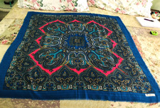 VINTAGE GIM RENOIR LARGE WRAP SCARF BLUE PAISLEY 46