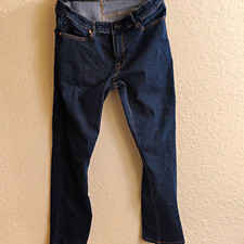 Volcom Solver Straight Fit Dark Wash Blue Denim Jeans Button Fly 5-Pocket picture