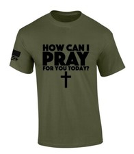 Mens Christian Tshirt How Can I Pray For You Today? Short Sleeve T-shirt picture