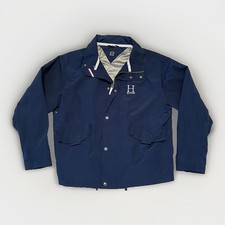 VTG Tommy Hilfiger Men's 90’s Vintage Windbreaker Jacket L Navy Missing Hood picture