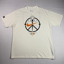 Nike NBA Better Living Through Sport Graphic T-Shirt Cream Mens M Loose Swoosh picture