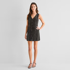 NWOT A.N.A. ANA Women's Sleeveless Linen Button Front Lined Mini Dress Size 8 picture