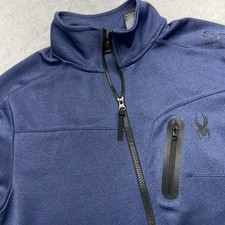 Spyder Active ProW=B Front Zip Long Sleeve Jacket Men M Navy Blue Logos picture