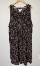 Vintage Jumper Dress Womens XL Brown Paisley Corduroy Modest Long Cotton Pockets picture