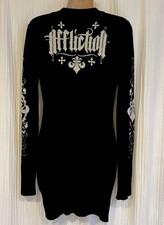 Sinful by Affliction Women's Sweater Dress Fleur Di Lis Black M BLING picture
