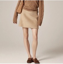 $54 JCREW Paper Bag CAMEL TAN Elastic Waist Pull On Wool Blend Skirt Sz 0 26-27 picture