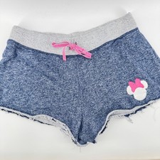 Disney Parks Minnie Mouse Shorts Women Large Blue Gray Lounge Sleep Drawstring picture