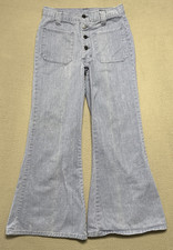 Vintage H.I.S Jeans Womens Sz 26x26 Flare Button Fly Boho Distressed Faded Denim picture