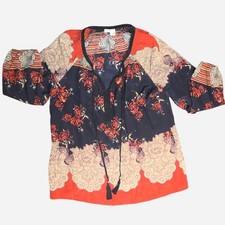 anthropologie meadow rue 100% silk peasant blouse boho picture