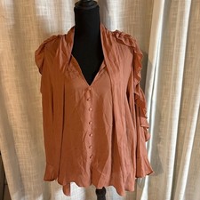 Thanksgiving Blouse ZARA Dusty Rose Button-Front Blouse Top Size M NWT picture