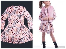 IMOGA GIRL'S PAULA DRESS PINK FLORAL PRINT LONG SLEEVES DROP WAIST JERSEY 6 picture
