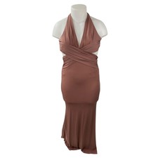 NEW Katie May Blush Pink Sleeveless Halter V Neck Open Back Bridesmaid Dress M picture