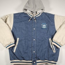 Vintage Disney Store Eeyore Denim Jacket Mens Large Hooded Quilted Lined 90s Y2K picture
