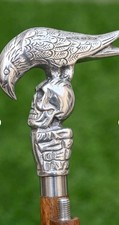 Hand Carved Eagle Handle Walking Cane, Wood and Brass Walking Stick (Adjustable picture
