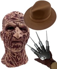 Adult Freddy Nightmare on ELM Street Latex Mask Hat Claw Halloween Costume Set picture