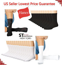 Hanes Premium Men's Crew Socks White Black Gray Socks Size:10-13/Shoe Size:6-12 picture