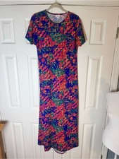 Lularoe Maria Vibrant Abstract Print Short-Sleeve Maxi Dress picture