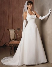 Casablanca Bridal Ivory Satin Organza Embellished Wedding Dress Gown Size 6 $999 picture