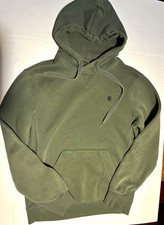G-Star RAW Men's XS Green Solid Pullover Hoodie Fleece Cotton Logo Pockets picture