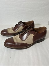 Vintage 50’s Spectator Oxford Shoes Mens 8.5 Brown Leather Mesh Two Tone Cap Toe picture