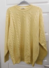 Manrico Classic-Fit Cable Knit Pure Cashmere Yellow Sweater sz 58 (US 48 XXL) picture