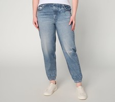 Anybody Regular Printed Denim Effect French Terry Joggers Indigo Wash S New picture