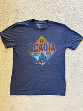 Blue 84 Acadia National Park Maine Graphic Men's M Blue Crew Neck T-Shirt picture