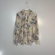 Equipment Femme Shirt Womens XS Silk Cream Abstract Print Long Sleeve Blouse picture