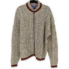 Vintage Polo Sport Ralph Lauren Mens XL Lambswool Cable Knit Full Zip Sweater picture