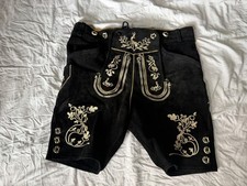 Black Suede Lederhosen with embroidery German traditional 40 picture