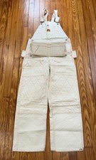 VINTAGE 1970s Ben Davis Overalls 34x30 White Canvas Workwear Double Knee Painter picture