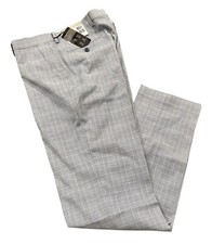NEW Alfani Men's Slim Fit AlphaTech Stretch Suit Pants Light Blue Plaid 33x32 picture