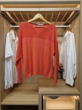 Womens Fat Face Orange Cotton Knit Jumper Open Knit Lightweight UK 14-16 Casual picture