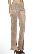 Amanda Uprichard Tavira Pants NWT Small Taupe Faux Suede Slit Straight Leg $202 picture