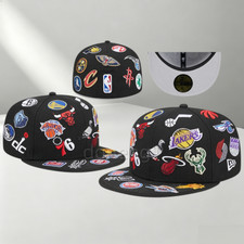 NBA Men's All-Star Game Full Logo Patch Black Outdoor Sports Flat Brim Hat Cap picture