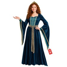 Women`s Renaissance Costume Adult Blue Medieval Princess Dress S - XXL Halloween picture
