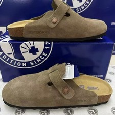 Birkenstock Boston Women's Soft Footbed Suede Clogs Gray Green Narrow Fit Select picture