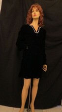 TRUE VINTAGE LATE 1960'S - EARLY 1970'S BLACK VELVET MINI-DRESS PARTY DRESS Sm picture