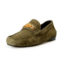 Versace Men's 100% Suede Leather Gold Medusa Driver Loafers Shoes US 9 IT 42 picture