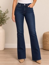 PAIGE High Rise Manhattan Bootcut Jeans Dark Wash Size 26 picture